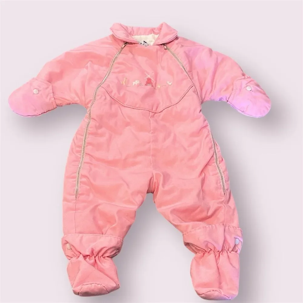 KUTE KIDDIES Snowveralls Vintage Windmill Embroidered Snowsuit Union Made